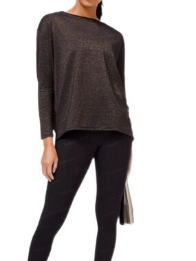 Lululemon Back in Action in Black Metallic Stripes Size 4